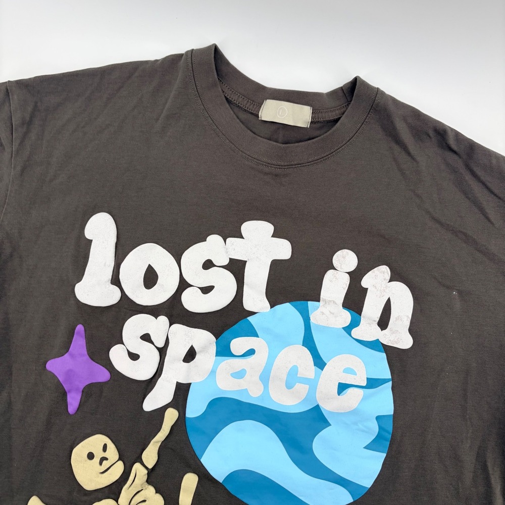 Lost in Space Skeleton Graphic T-Shirt Size Large Streetwear Puff Print Gray